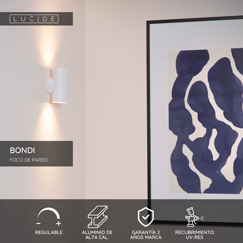 Lucide BONDI - Foco de pared / Lámpara de pared - 2xGU10 - Blanco - USP